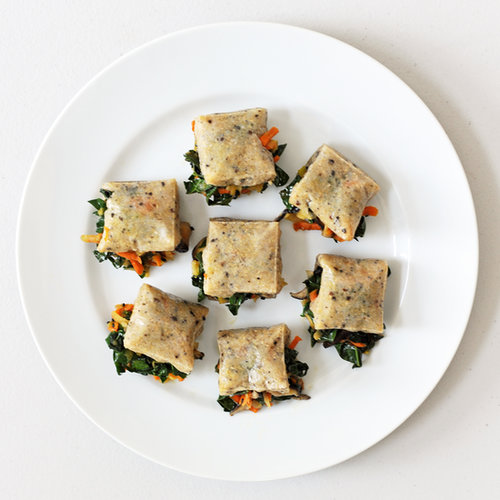 Mochi Squares Stuffed With Sesame Kale Mochi Squares Stuffed With Sesame Kale