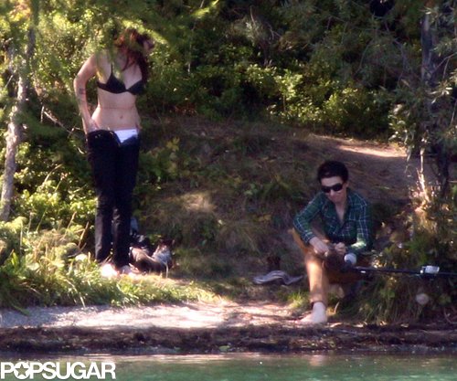 Kristen Stewart stripped down with costar Juliette Binoche while filming in Switzerland.
Kristen Stewart stripped down with costar Juliette Binoche while filming in Switzerland.
