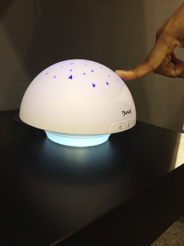 Duxx's baby projector is a voice-activated nightlight that turns on when baby cries. 
