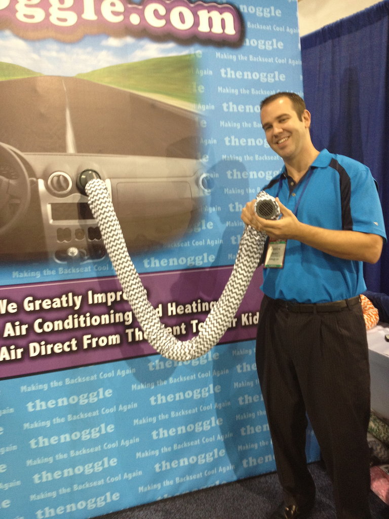 Created by an Arizona-based father, The Noggle is an air conditioner extender that brings AC directly to the backseat. 
