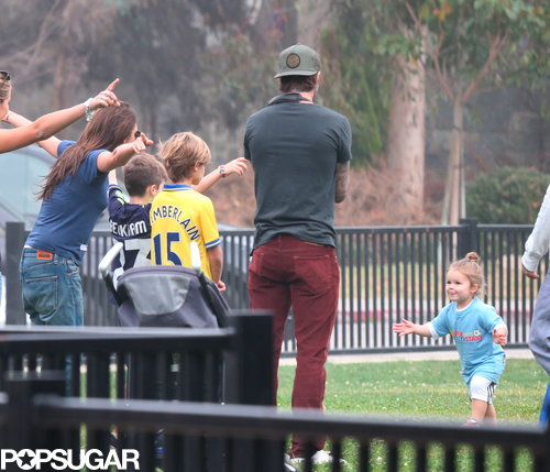 Harper Beckham was all smiles after scoring a soccer goal in front of her family.
Harper Beckham was all smiles after scoring a soccer goal in front of her family.