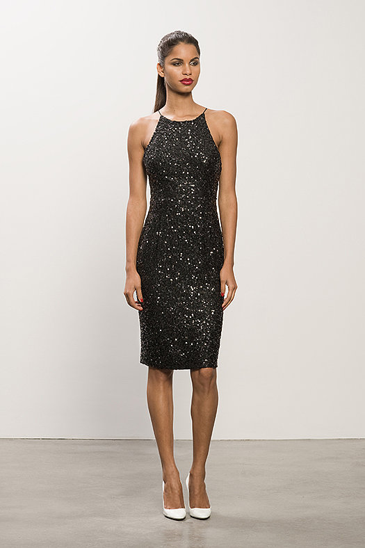 Sequin Black Dress ($1,495), Heaven White Patent Pump ($495)
Sequin Black Dress ($1,495), Heaven White Patent Pump ($495)