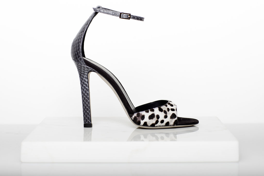 Wild Night Pony Sandal in Grey Leopard With Charcoal Snake Trim ($750)
Photo courtesy of Tamara Mellon
Wild Night Pony Sandal in Grey Leopard With Charcoal Snake Trim ($750)
Photo courtesy of Tamara Mellon