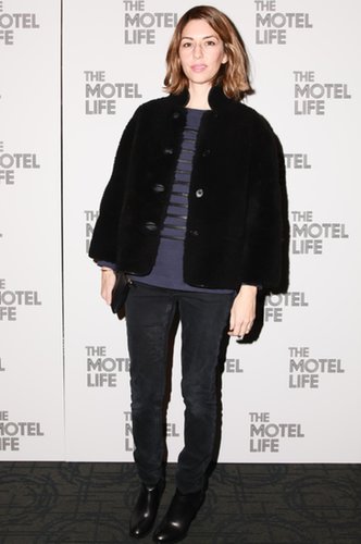 Sofia Coppola screened The Motel Life in dark layered separates at the film's New York event.
Sofia Coppola screened The Motel Life in dark layered separates at the film's New York event.