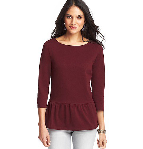 All you need with this LOFT cotton peplum top ($45) is a statement necklace and a pair of skinny trousers.
All you need with this LOFT cotton peplum top ($45) is a statement necklace and a pair of skinny trousers.