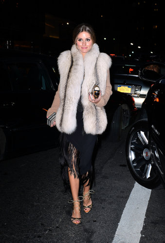Olivia added a furry vest to her evening look for a chic Winter-ready effect.
Olivia added a furry vest to her evening look for a chic Winter-ready effect.