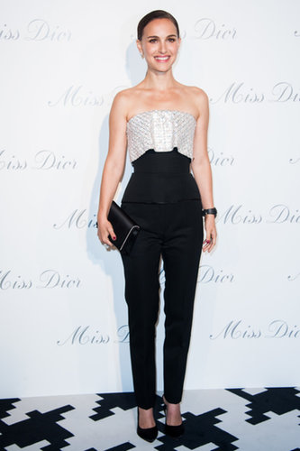 At the Esprit Dior, Miss Dior exhibition event, Natalie Portman looked elegant in a strapless Dior Haute Couture bustier top and black wool cigarette trousers.
At the Esprit Dior, Miss Dior exhibition event, Natalie Portman looked elegant in a strapless Dior Haute Couture bustier top and black wool cigarette trousers.