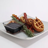 Bacon and Chive Waffles With Bourbon-Rosemary Syrup Bacon and Chive Waffles With Bourbon-Rosemary Syrup