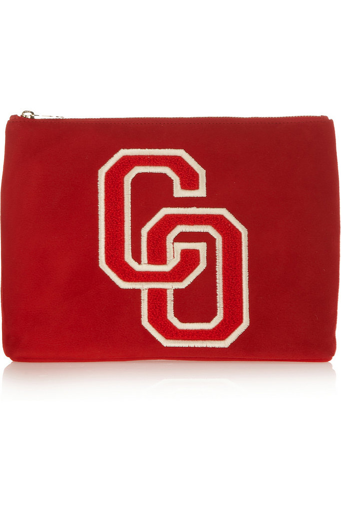 How do you stay one step ahead of the varsity-jacket trend? With Charlotte Olympia's varsity appliquéd suede pouch ($445), you're totally on the A-team.
— Hannah Weil, associate editor How do you stay one step ahead of the varsity-jacket trend? With Charlotte Olympia's varsity appliquéd suede pouch ($445), you're totally on the A-team.
— Hannah Weil, associate editor