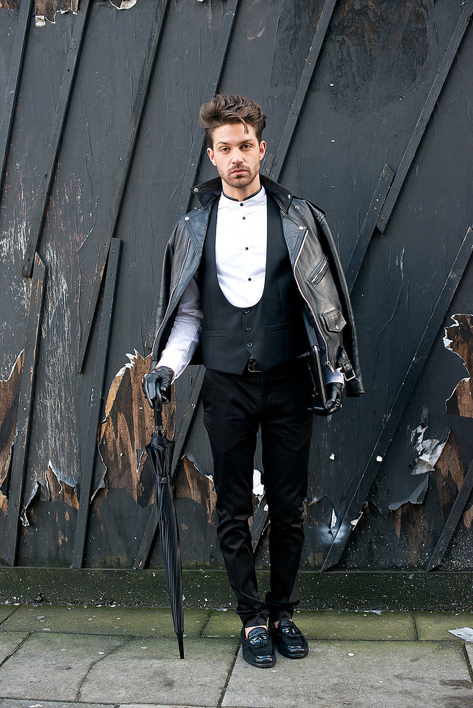 Even guys know how cool a shoulder-draped jacket looks.
Even guys know how cool a shoulder-draped jacket looks.