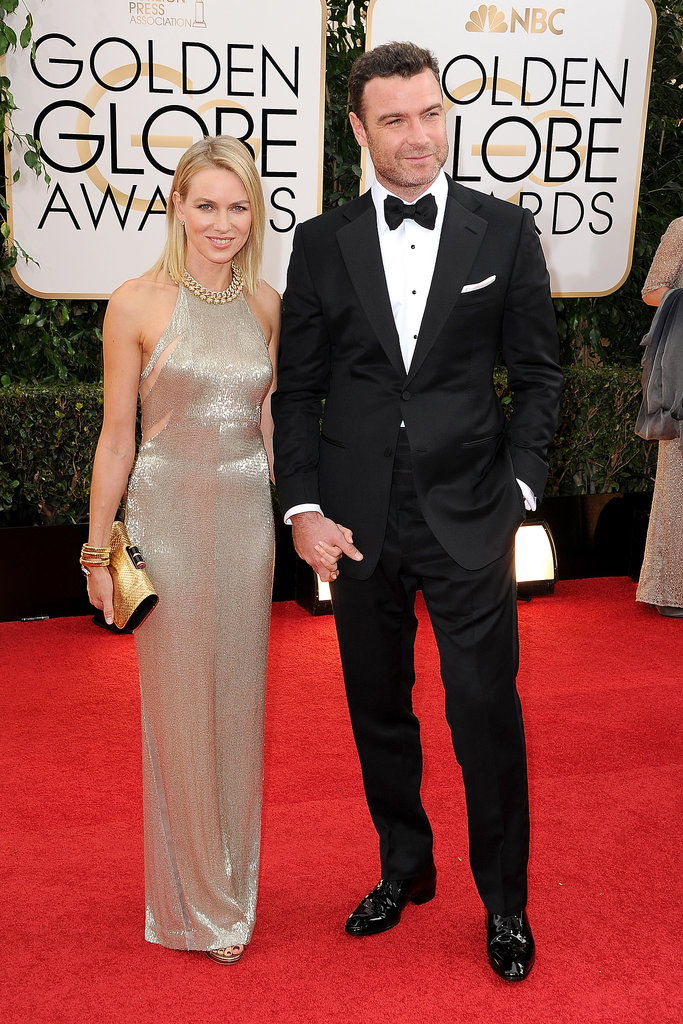 Naomi Watts and Liev Schrieber held hands as they arrived at the Golden Globes.
Naomi Watts and Liev Schrieber held hands as they arrived at the Golden Globes.