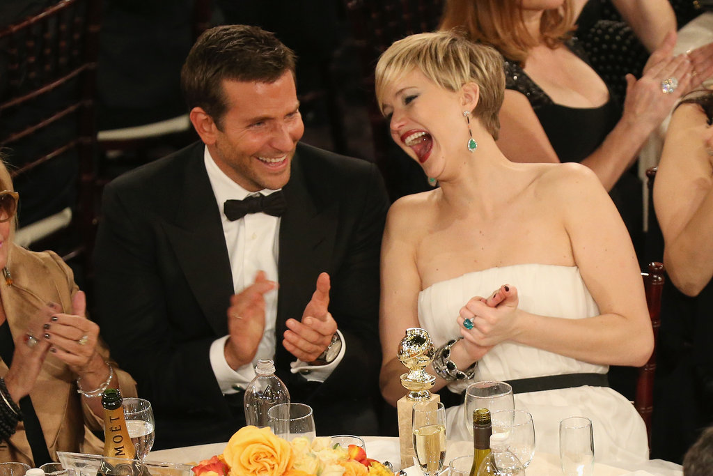 At the Globes, Jennifer Lawrence cracked up alongside Bradley Cooper. 
Source: Christopher Polk/NBC/NBCU Photo Bank/NBC
