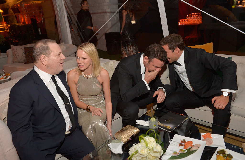 Naomi Watts chatted with Harvey Weinstein while Bradley Cooper and Liev Schreiber talked nearby at Harvey's Weinstein Company bash.
Naomi Watts chatted with Harvey Weinstein while Bradley Cooper and Liev Schreiber talked nearby at Harvey's Weinstein Company bash.