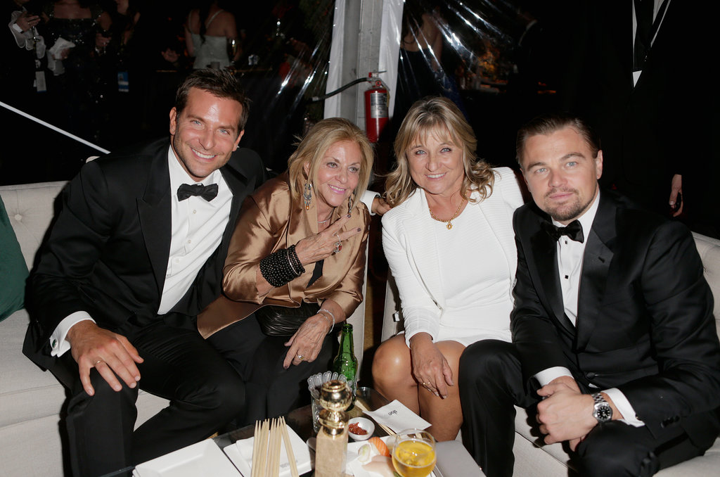 How cute! Leonardo DiCaprio and Bradley Cooper hung out inside with their moms. How cute! Leonardo DiCaprio and Bradley Cooper hung out inside with their moms.