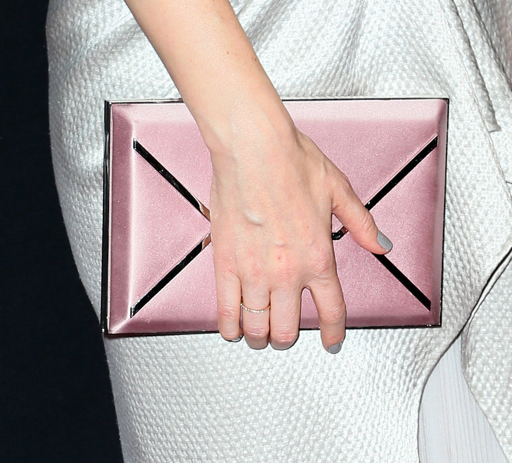 Kate Mara played a soft, metallic envelope clutch against her silver gown.
Kate Mara played a soft, metallic envelope clutch against her silver gown.