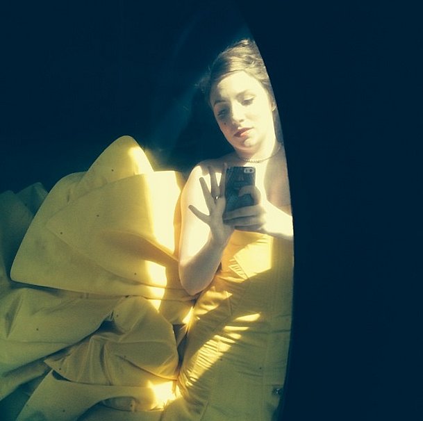 Lena Dunham captured a dramatic shot of her Zac Posen gown from the floor of her car!
Source: Instagram user lenadunham
Lena Dunham captured a dramatic shot of her Zac Posen gown from the floor of her car!
Source: Instagram user lenadunham