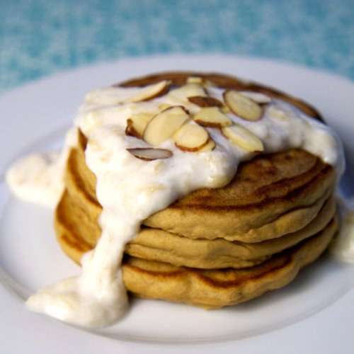Almond Protein Pancakes With Banana Cream Sauce Almond Protein Pancakes With Banana Cream Sauce