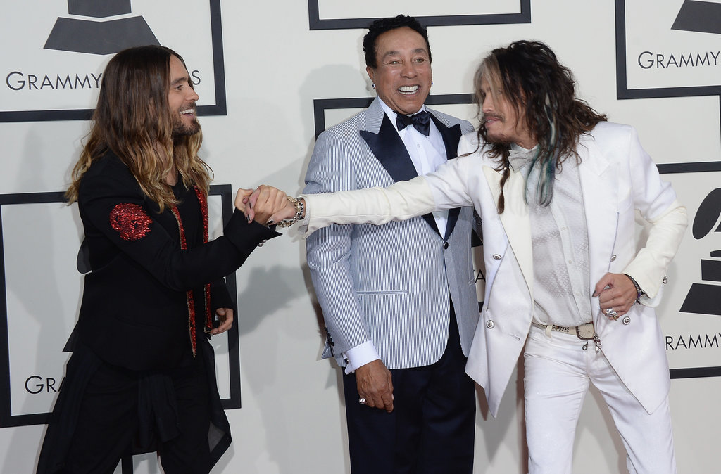 Jared clasped Steven Tyler's hand as Smokey Robinson looked on.
Jared clasped Steven Tyler's hand as Smokey Robinson looked on.