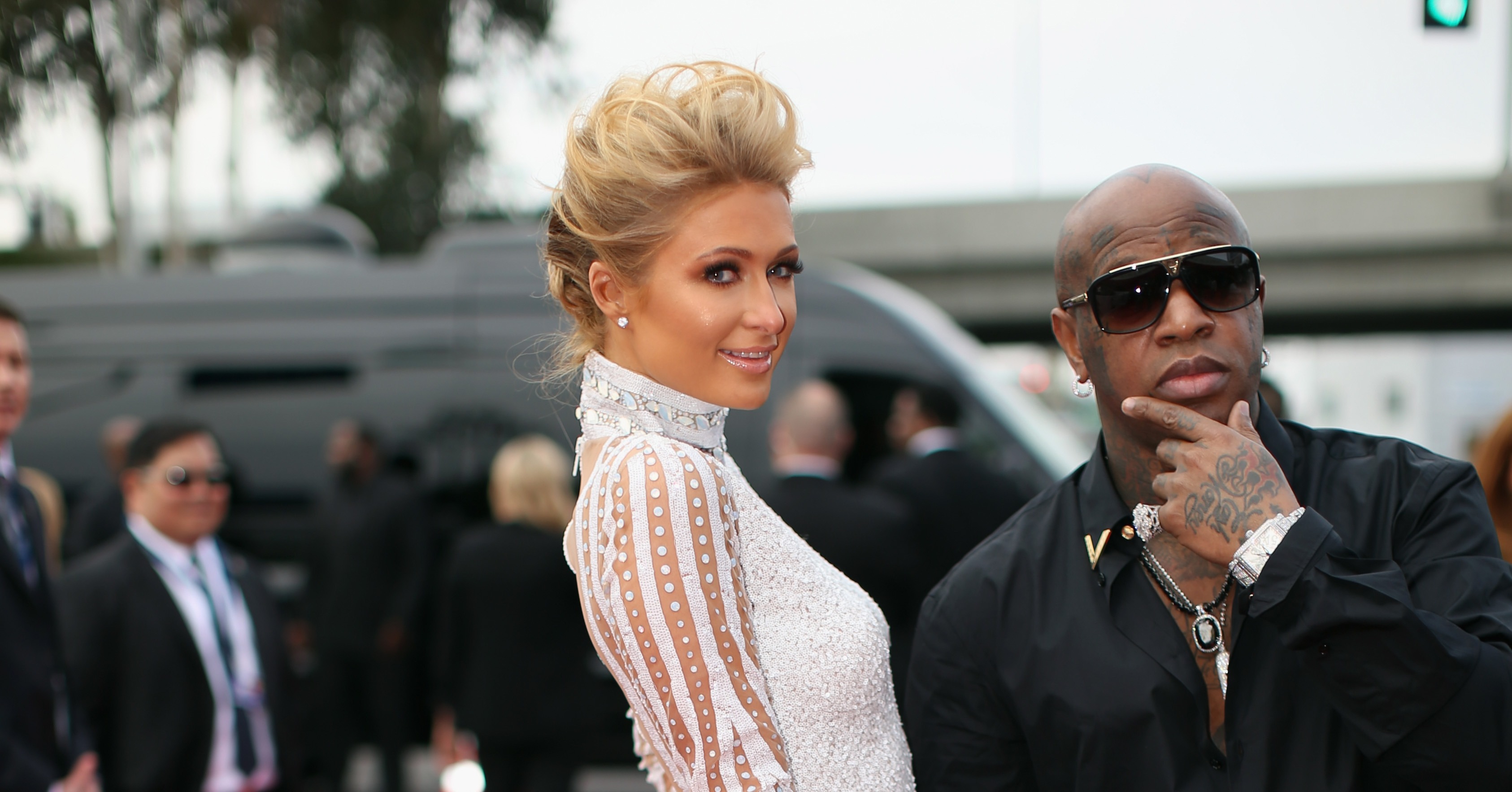 Paris Hilton and Birdman at the 2014 Grammy Awards. The Grammys Red