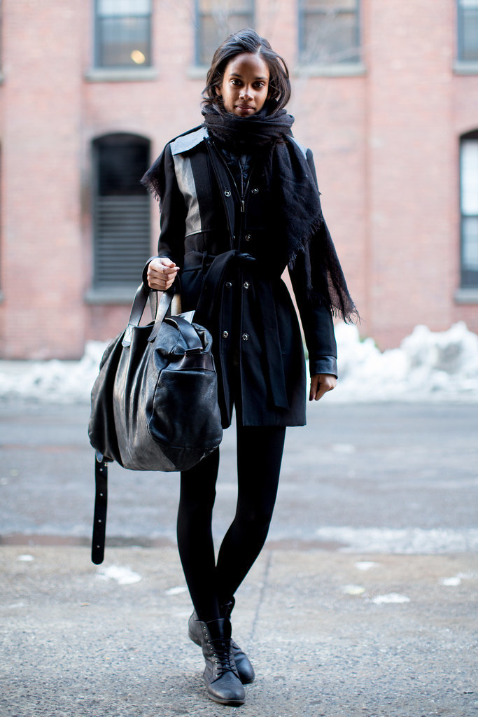Bundled in black. 
