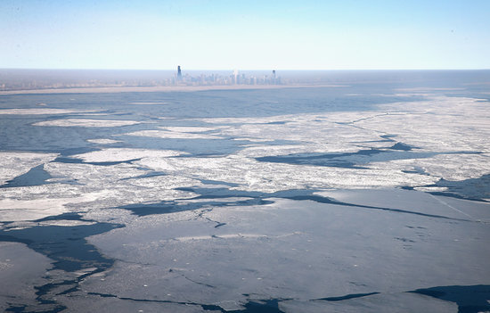 Giant slabs of "shelf" ice topped Lake Michigan. Giant slabs of "shelf" ice topped Lake Michigan.