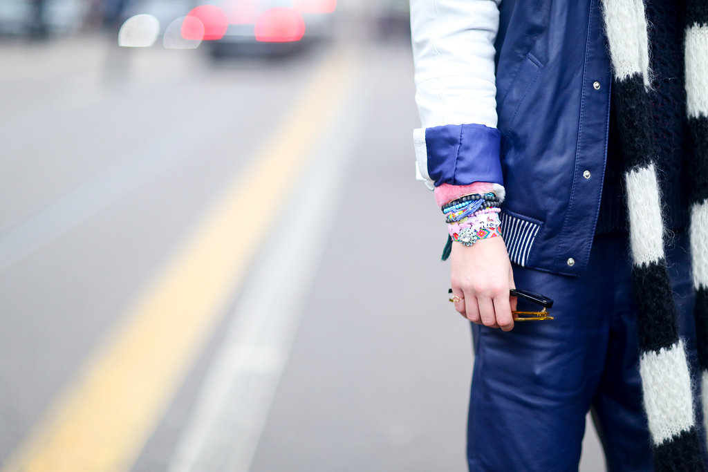 Armed with quintessential cool-girl bracelets.
Armed with quintessential cool-girl bracelets.