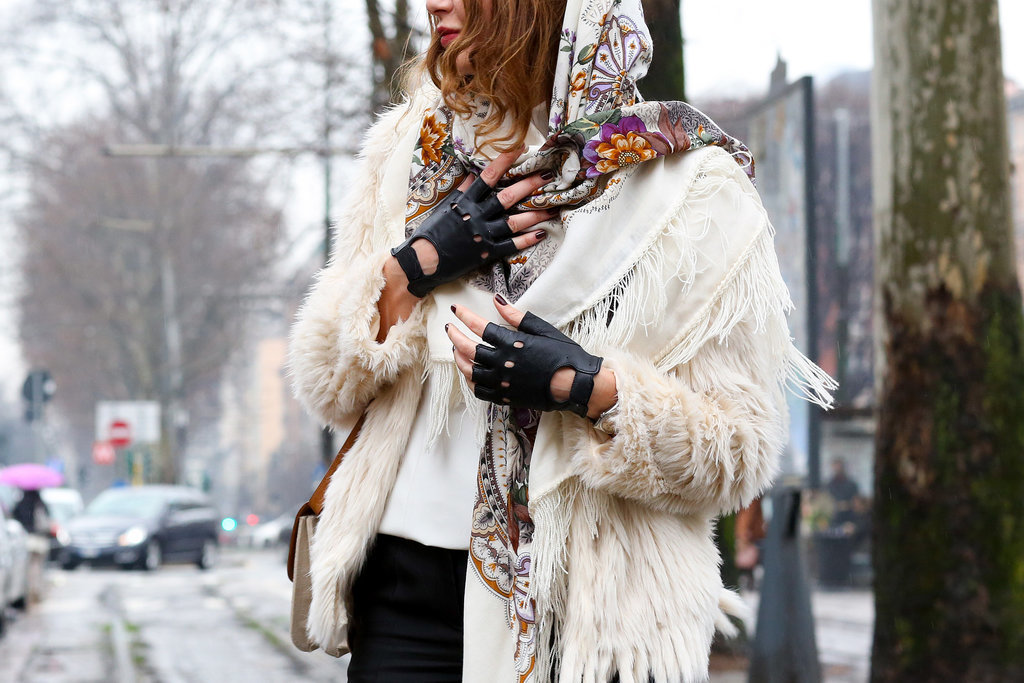 Badass biker gloves and a pretty scarf go surprisingly well together.
Badass biker gloves and a pretty scarf go surprisingly well together.