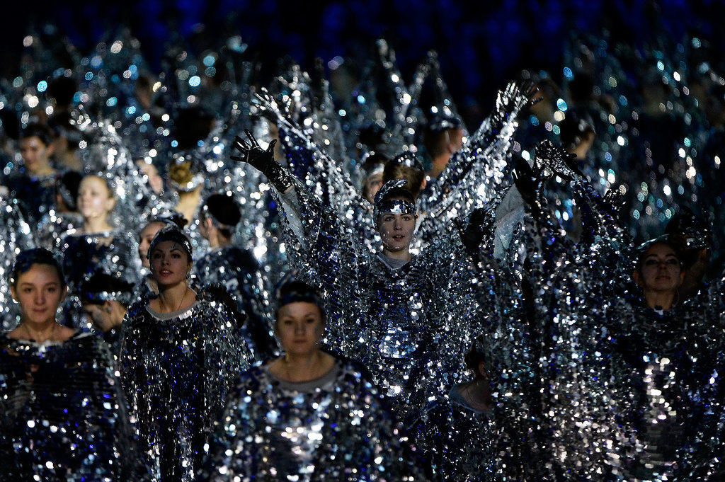 Dancers in sparkly silver outfits took the spotlight.
