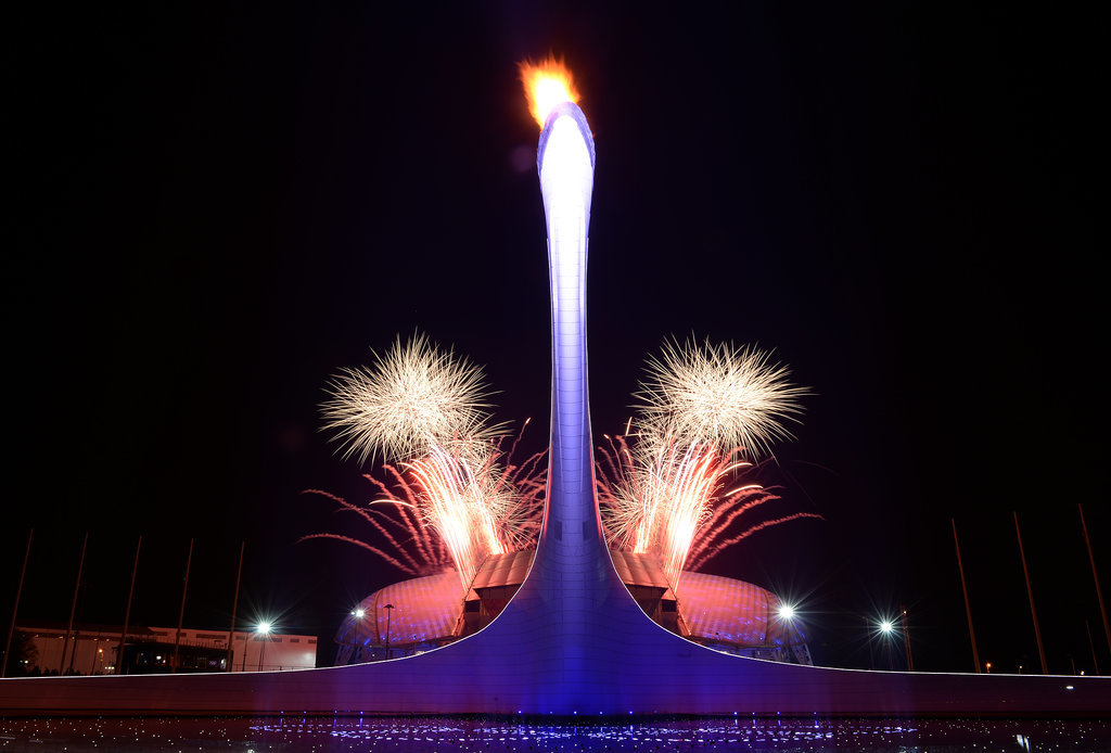 Fireworks could be seen filling the sky outside the Sochi stadium.
