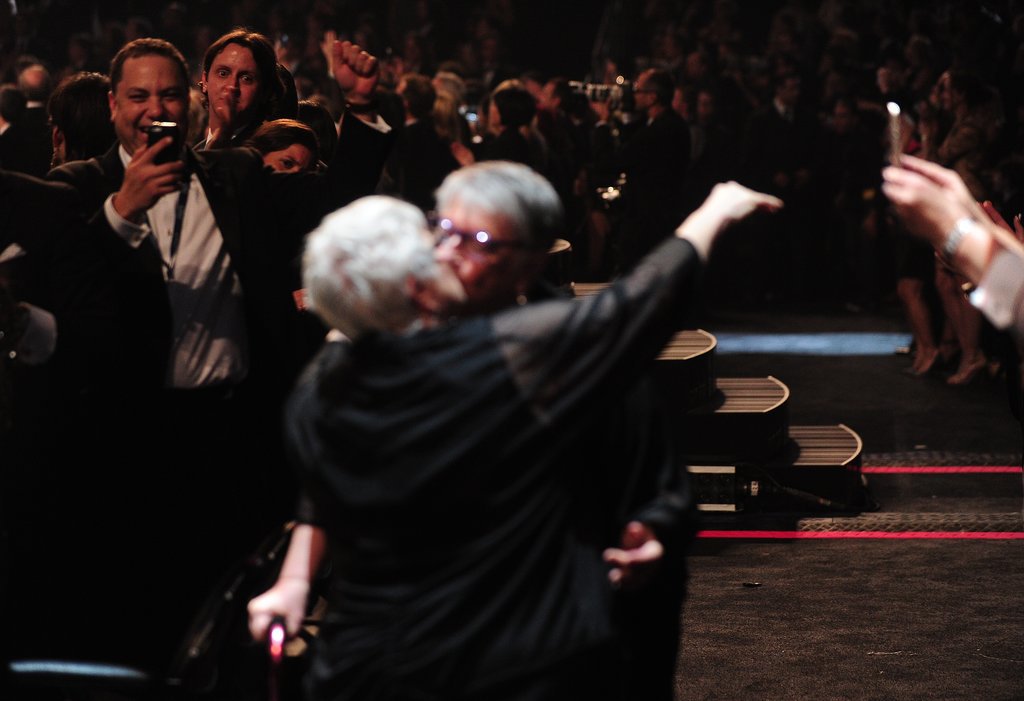 The couples sealed their "I dos" with a kiss.
The couples sealed their "I dos" with a kiss.