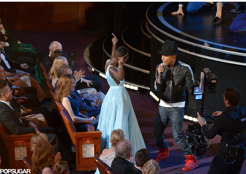 Lupita Nyong'o didn't hold back during Pharrell's performance of "Happy."
Lupita Nyong'o didn't hold back during Pharrell's performance of "Happy."