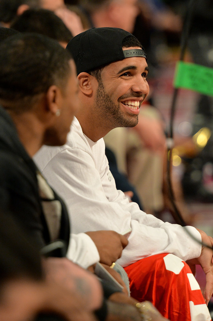 Drake was all smiles at an NBA All-Star game in February.
Drake was all smiles at an NBA All-Star game in February.