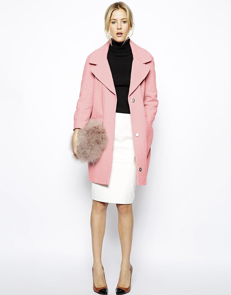 ASOS pink textured coat with oversize lapel ($160)
