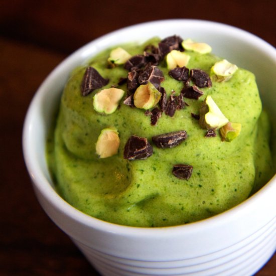 Vegan Ice Cream Made With Bananas, Mango, and Spinach Vegan Ice Cream Made With Bananas, Mango, and Spinach