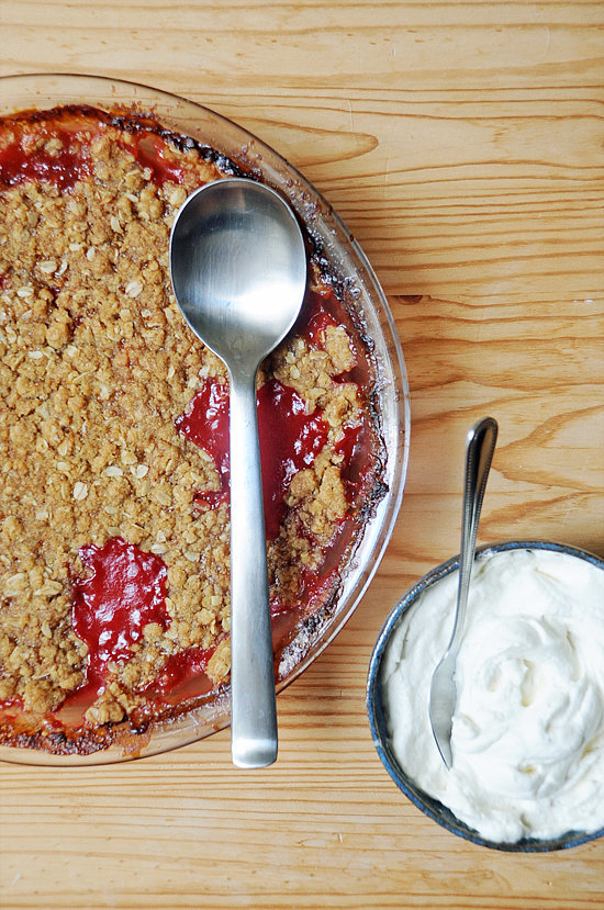 Strawberry Rhubarb Crumble With Cardamom Cream Strawberry Rhubarb Crumble With Cardamom Cream