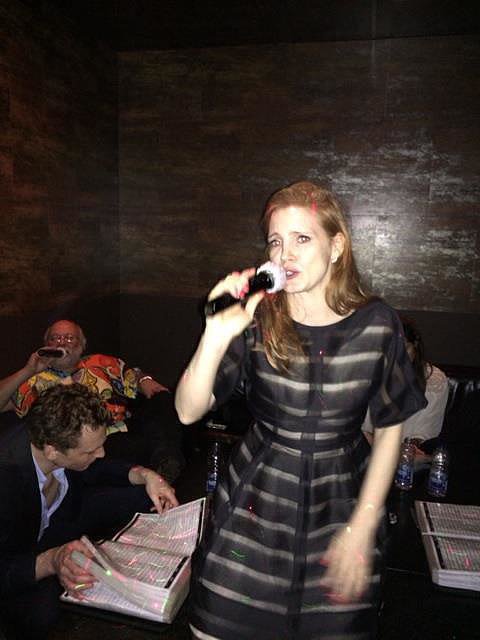 Party Time! Tom Hiddleston Is Serious About Karaoke at Jessica Chastain's B'Day