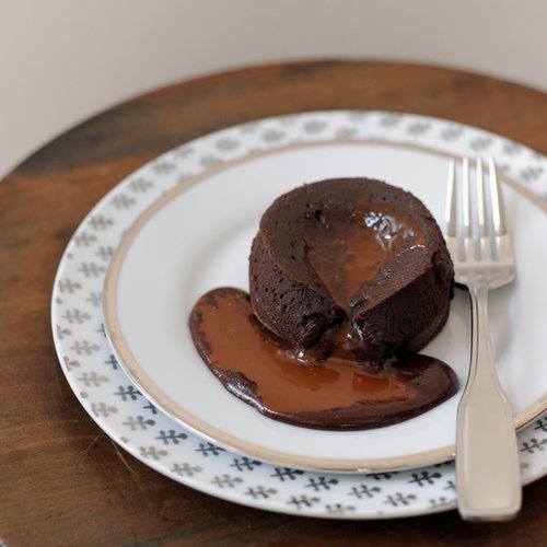 Molten Chocolate Cakes With Salted Caramel Sauce Molten Chocolate Cakes With Salted Caramel Sauce