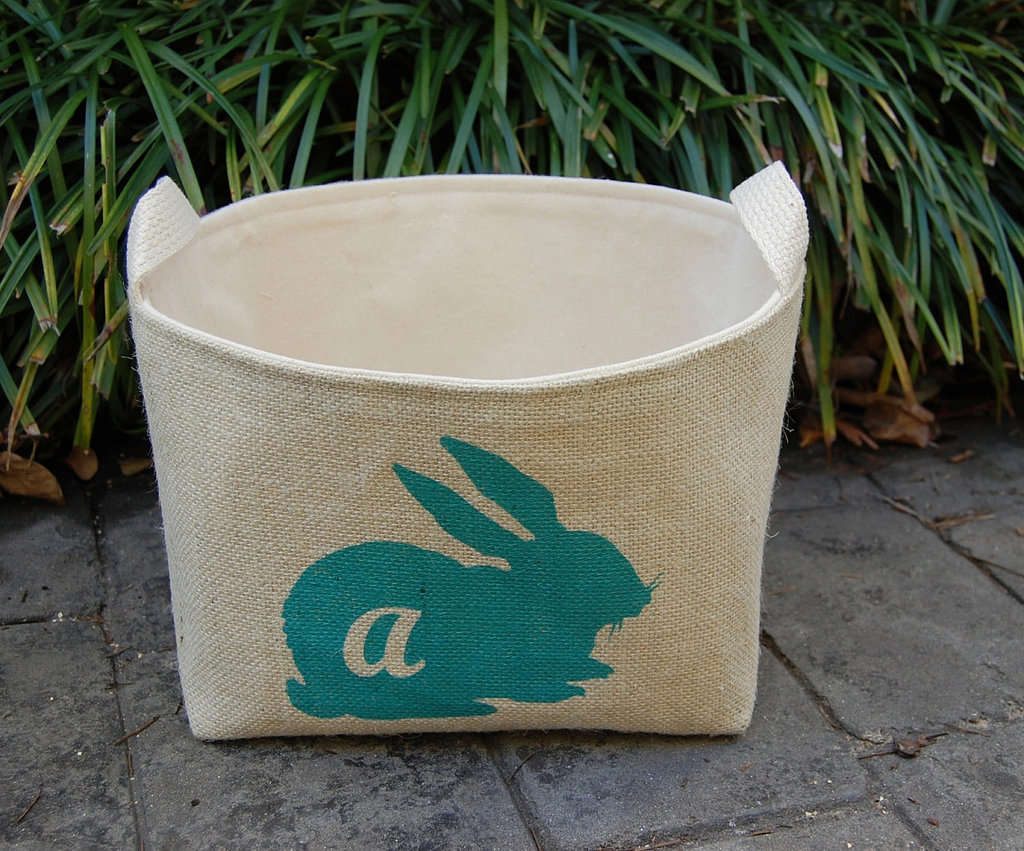 Bunny Silhouette Custom Burlap Bin Bunny Silhouette Custom Burlap Bin
