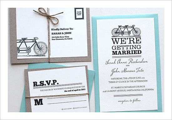 Tandem Bike Wedding Invitation Tandem Bike Wedding Invitation