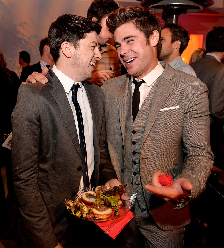 At the afterparty, Zac and Chris chowed down on burgers. At the afterparty, Zac and Chris chowed down on burgers.