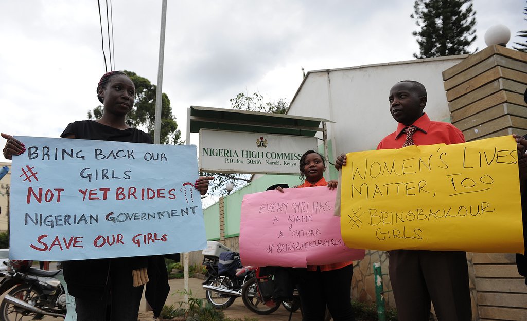 People showed their support for the kidnapped girls in Kenya. People showed their support for the kidnapped girls in Kenya.