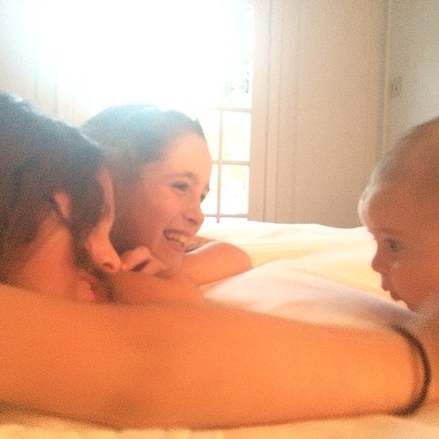 Poet and Jagger Goldberg practiced their tummy time with baby Lyric.
Source: Instagram user moonfrye
Poet and Jagger Goldberg practiced their tummy time with baby Lyric.
Source: Instagram user moonfrye
