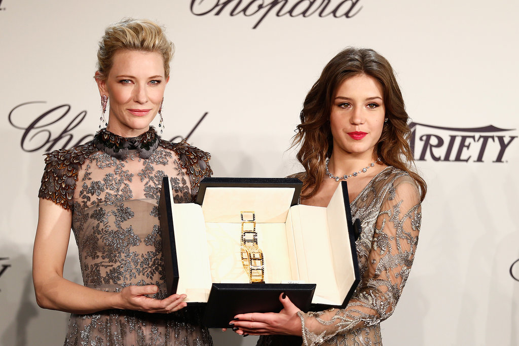 Cate Blanchett and Adèle Exarchopoulos posed on stage at the Chopard Trophy event.
Cate Blanchett and Adèle Exarchopoulos posed on stage at the Chopard Trophy event.