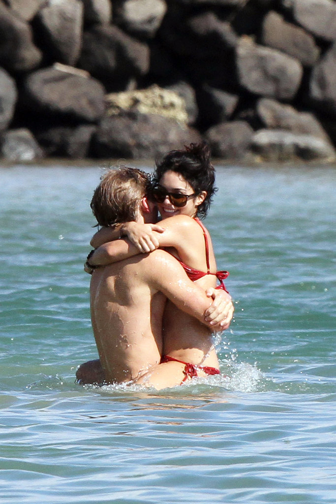 Vanessa Hudgens and boyfriend Austin Butler kissed and cuddled in the Hawaiian waters back in January 2012.
Vanessa Hudgens and boyfriend Austin Butler kissed and cuddled in the Hawaiian waters back in January 2012.
