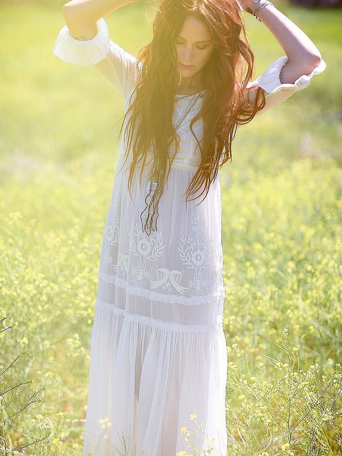 Free People Embroidered White Maxi Dress Free People Embroidered White Maxi Dress