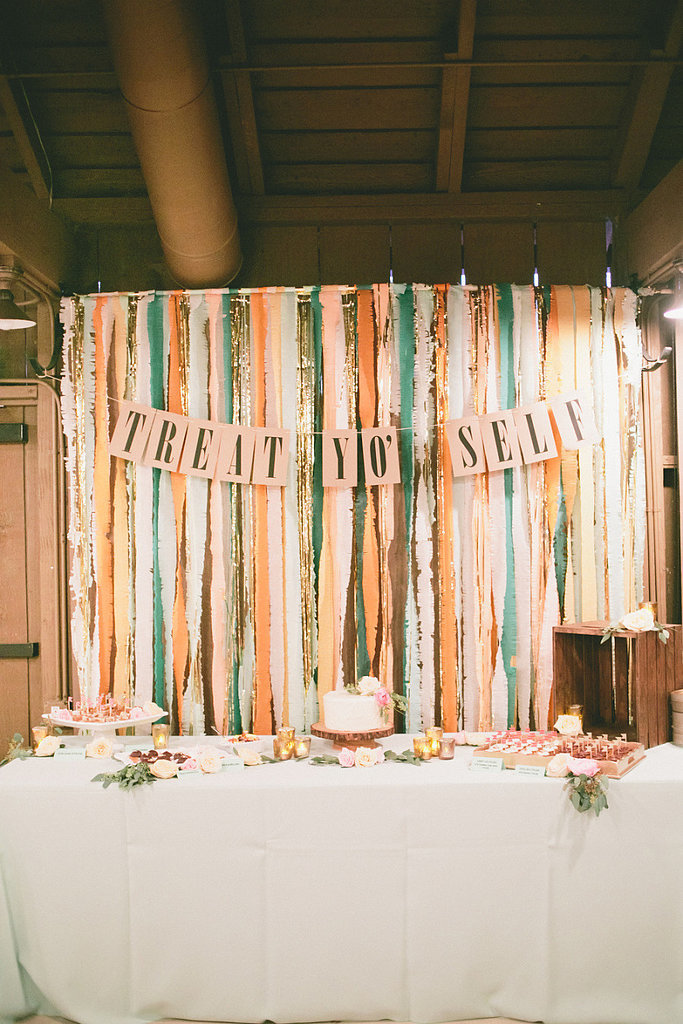 Use colorful streamers as a backdrop to show off a funny saying.
Photo by onelove photography via Style Me Pretty
Use colorful streamers as a backdrop to show off a funny saying.
Photo by onelove photography via Style Me Pretty