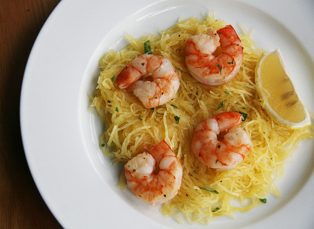 Lunch and Dinner: Shrimp Over Spaghetti Squash Lunch and Dinner: Shrimp Over Spaghetti Squash