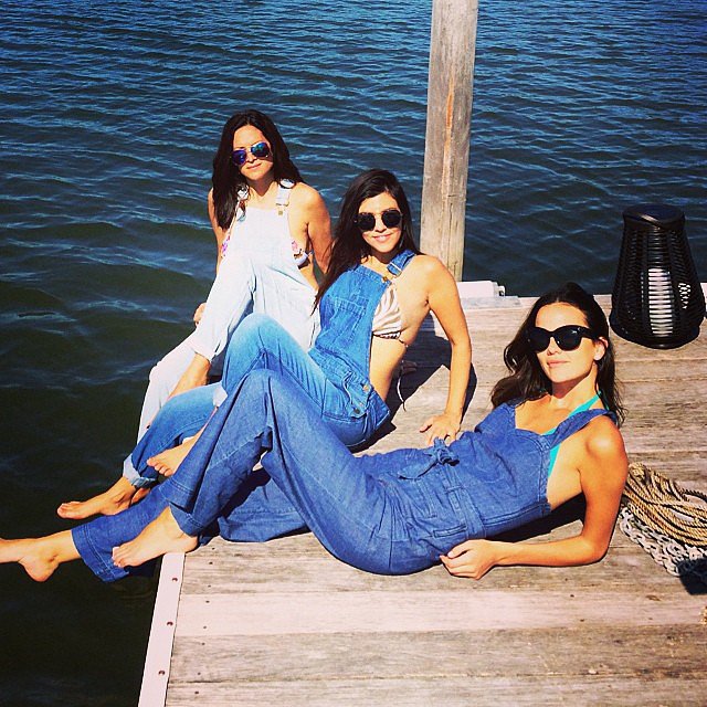 Kourtney Kardashian hung out with friends in her bikini and overalls