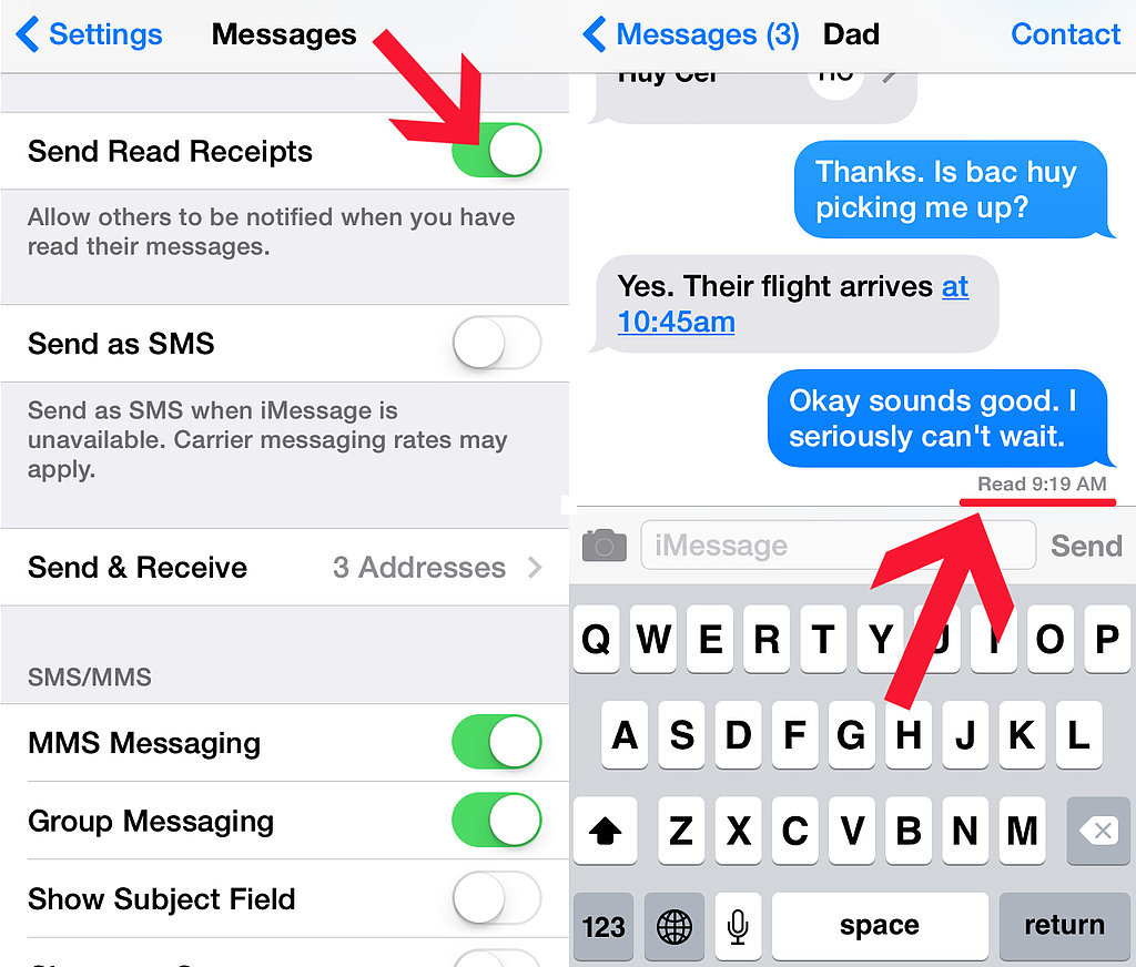 Enable/Disable read receipts. Enable/Disable read receipts.