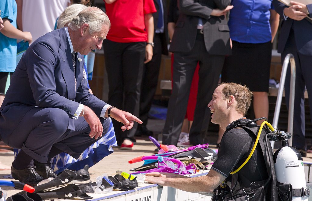 Prince Charles Jokes About William's "Buff" Physique in a Wetsuit Prince Charles Jokes About William's "Buff" Physique in a Wetsuit